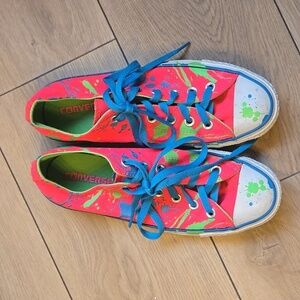 CONVERSE CTAS ALL STAR Double Tongue Splatter Paint Sneakers Women's 8